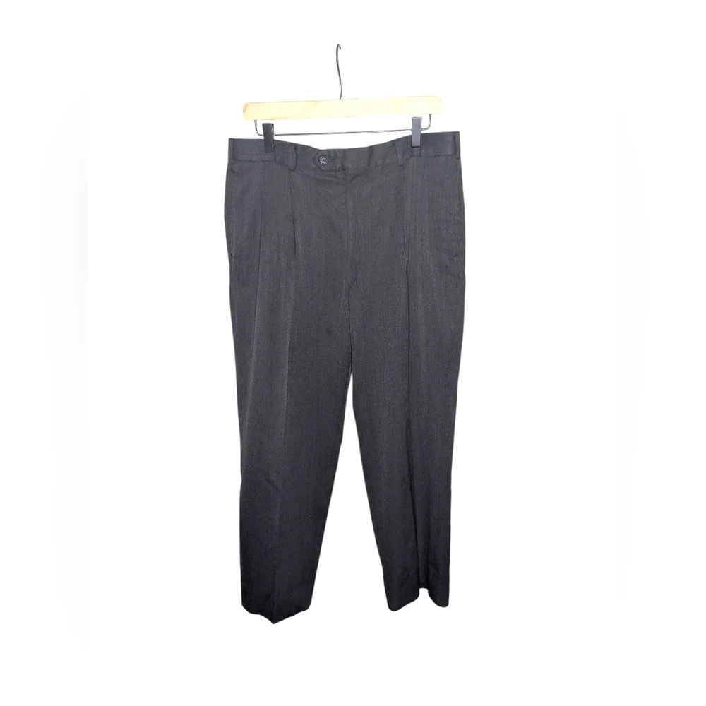 Ben Silver by Majer Dress Pants 34 X 27.5 Charcoal Gray USA Made Wool Pleated